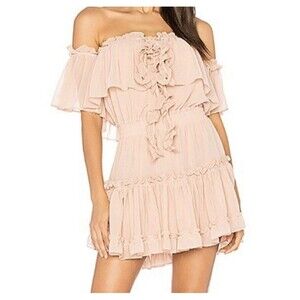 Revolve  MISA Los Angeles, Mini Dress, Dusty Rose Chiffon, Size Small